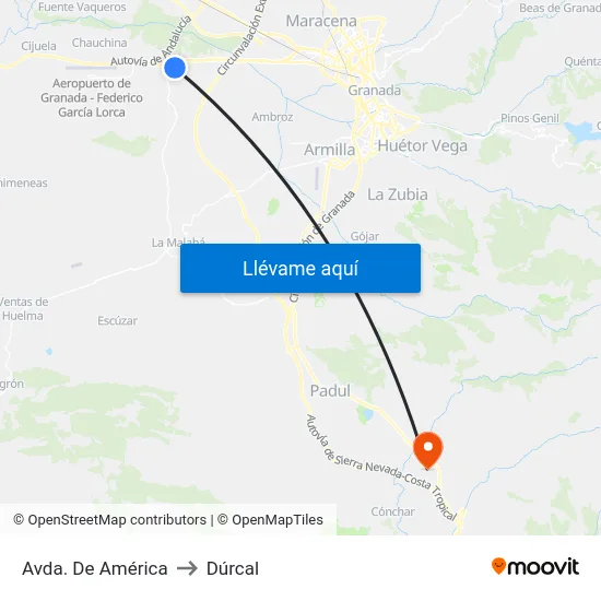 Avda. De América to Dúrcal map