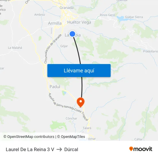 Laurel De La Reina 3 V to Dúrcal map