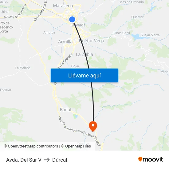 Avda. Del Sur V to Dúrcal map