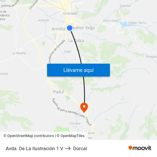Avda. De La Ilustración 1 V to Dúrcal map