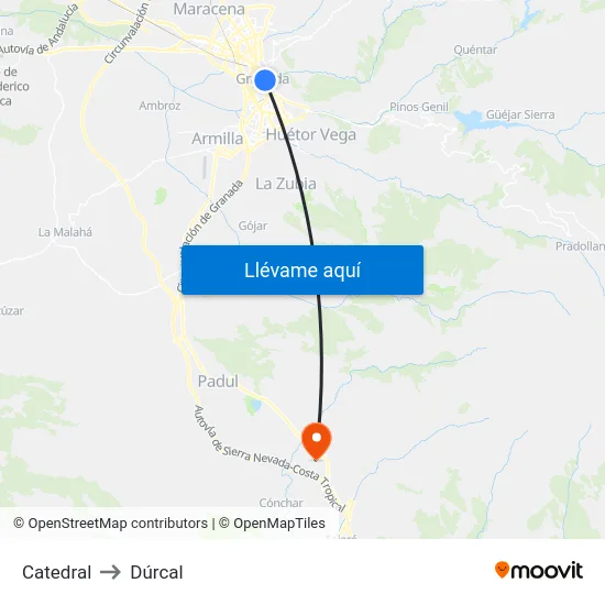 Catedral to Dúrcal map
