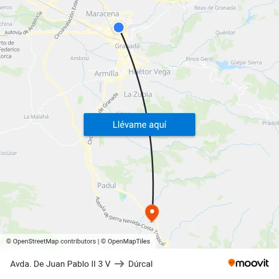 Avda. De Juan Pablo II 3 V to Dúrcal map
