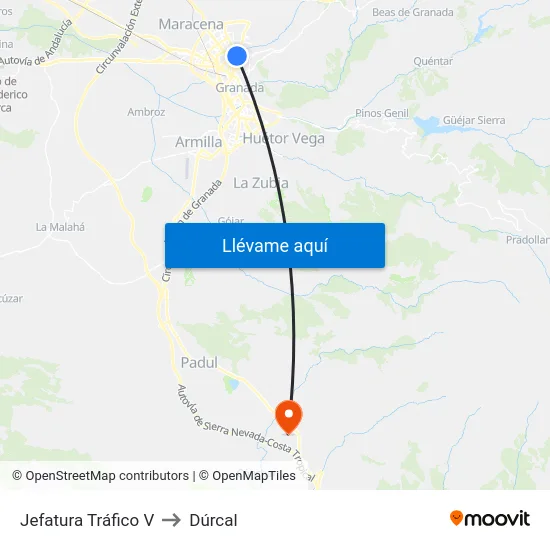 Jefatura Tráfico V to Dúrcal map