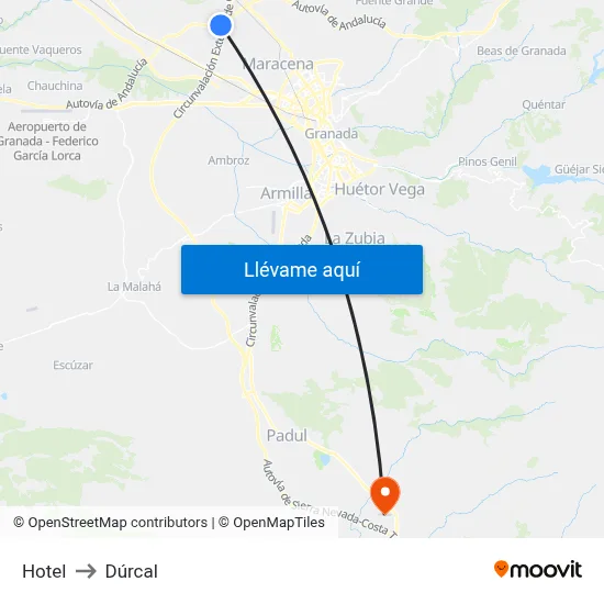 Hotel to Dúrcal map