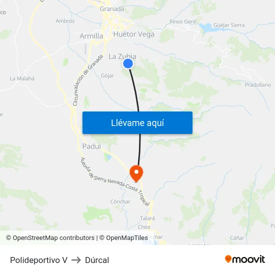 Polideportivo V to Dúrcal map