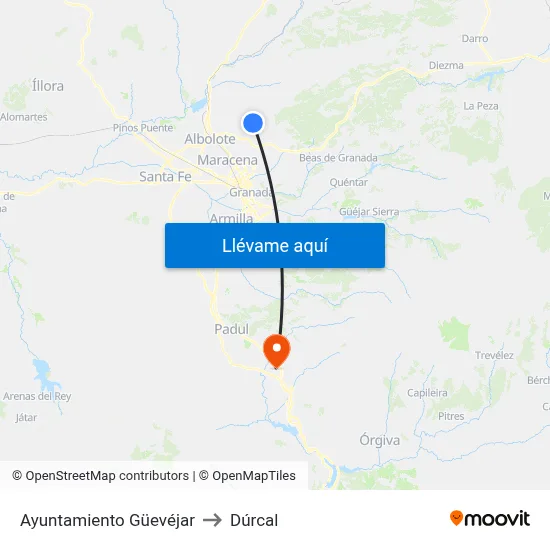 Ayuntamiento Güevéjar to Dúrcal map