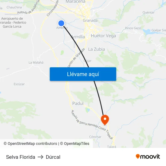 Selva Florida to Dúrcal map