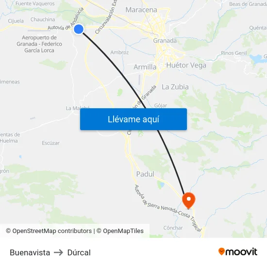 Buenavista to Dúrcal map