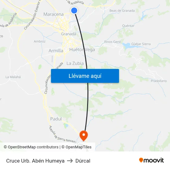 Cruce Urb. Abén Humeya to Dúrcal map
