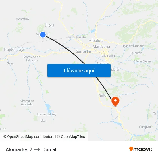 Alomartes 2 to Dúrcal map