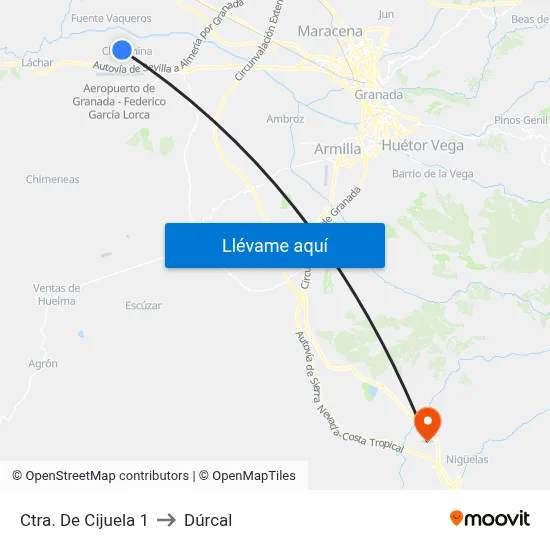 Ctra. De Cijuela 1 to Dúrcal map