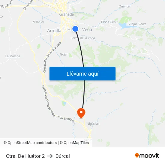 Ctra. De Huétor 2 to Dúrcal map