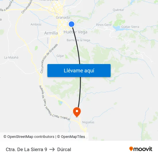 Ctra. De La Sierra 9 to Dúrcal map