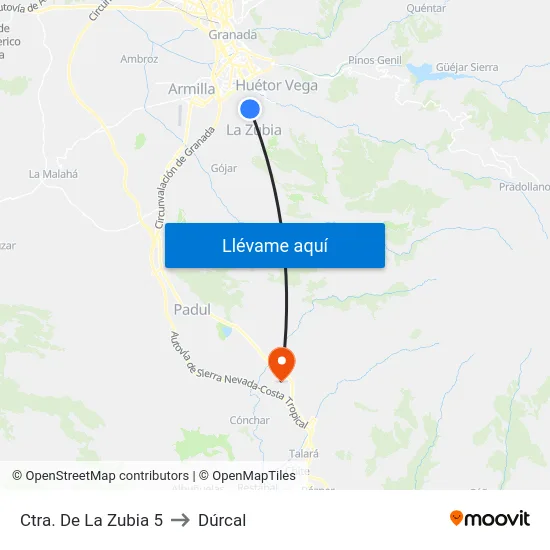 Ctra. De La Zubia 5 to Dúrcal map