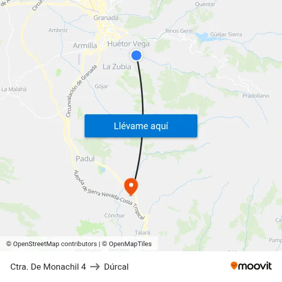 Ctra. De Monachil 4 to Dúrcal map