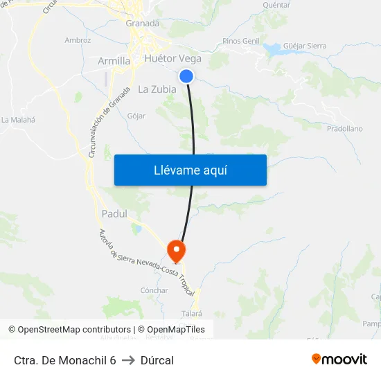 Ctra. De Monachil 6 to Dúrcal map