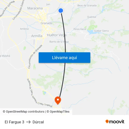 El Fargue 3 to Dúrcal map