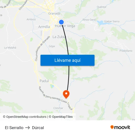 El Serrallo to Dúrcal map