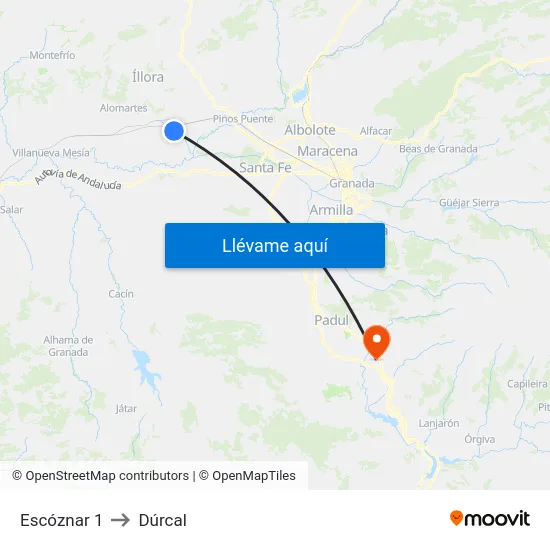 Escóznar 1 to Dúrcal map