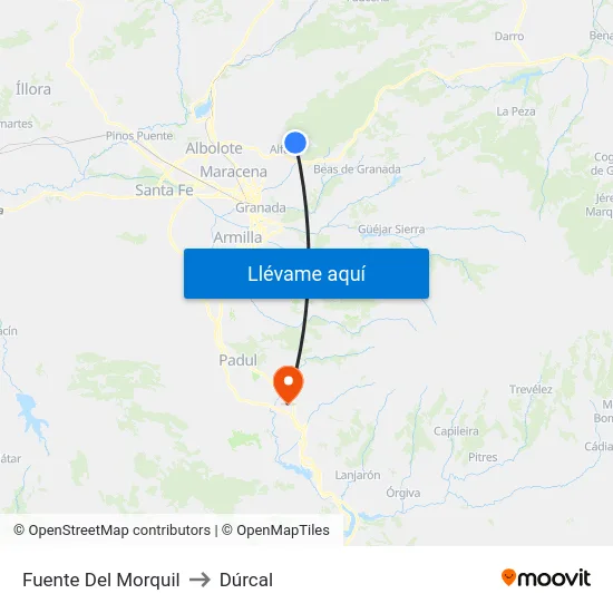 Fuente Del Morquil to Dúrcal map