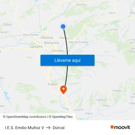 I.E.S. Emilio Muñoz V to Dúrcal map