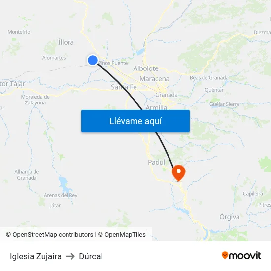 Iglesia Zujaira to Dúrcal map