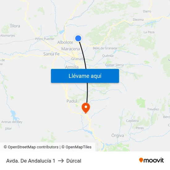 Avda. De Andalucía 1 to Dúrcal map