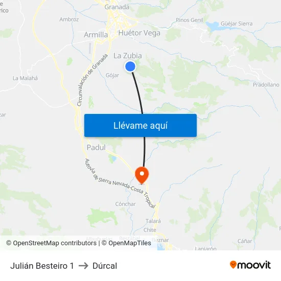 Julián Besteiro 1 to Dúrcal map