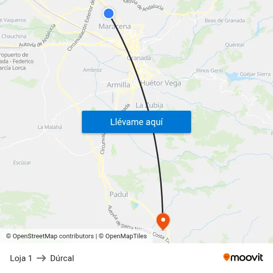 Loja 1 to Dúrcal map