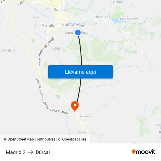 Madrid 2 to Dúrcal map