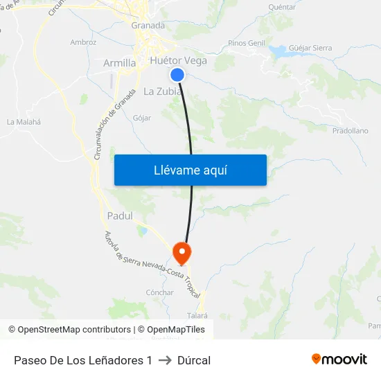 Paseo De Los Leñadores 1 to Dúrcal map