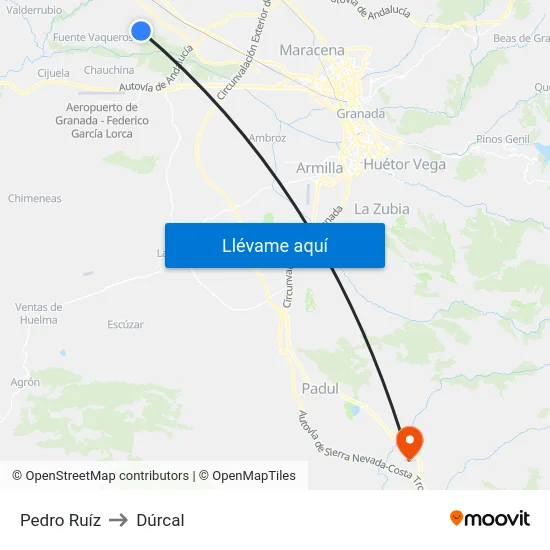 Pedro Ruíz to Dúrcal map