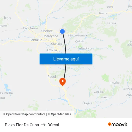 Plaza Flor De Cuba to Dúrcal map