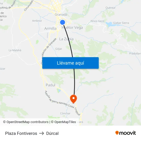 Plaza Fontiveros to Dúrcal map