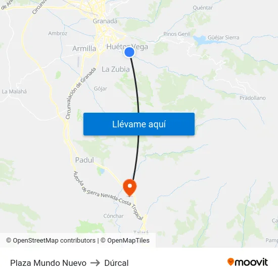 Plaza Mundo Nuevo to Dúrcal map