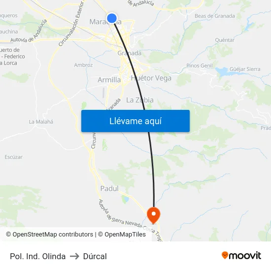 Pol. Ind. Olinda to Dúrcal map