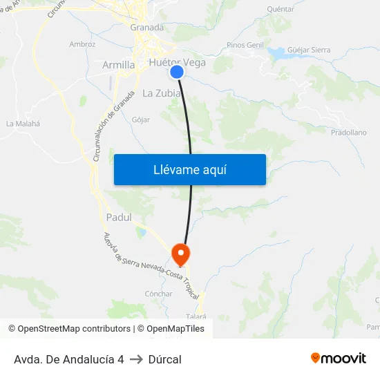 Avda. De Andalucía 4 to Dúrcal map