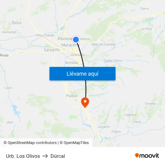 Urb. Los Olivos to Dúrcal map
