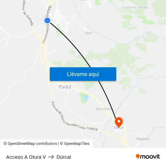 Acceso A Otura V to Dúrcal map