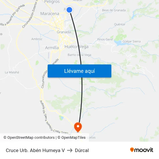 Cruce Urb. Abén Humeya V to Dúrcal map