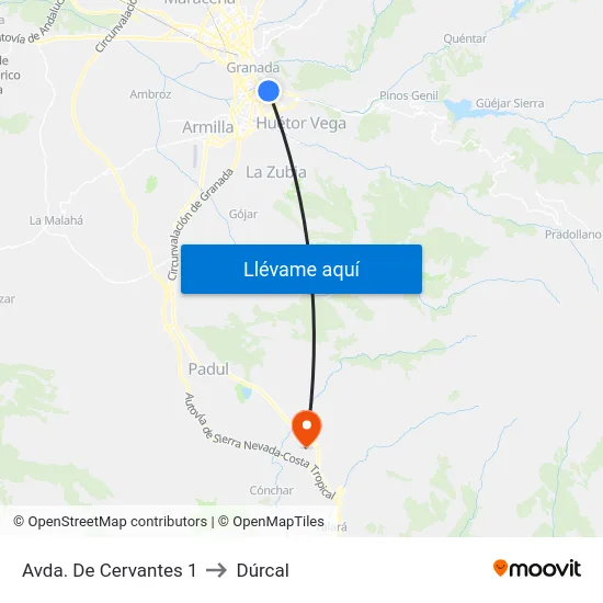 Avda. De Cervantes 1 to Dúrcal map
