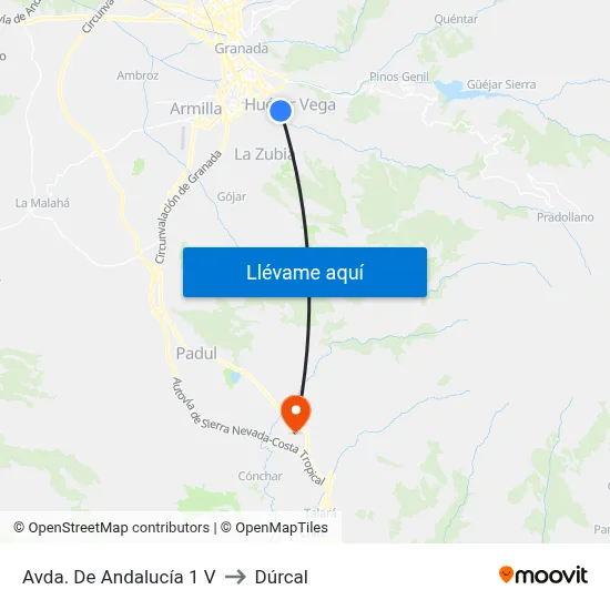 Avda. De Andalucía 1 V to Dúrcal map