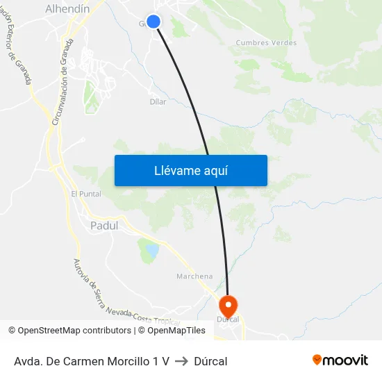 Avda. De Carmen Morcillo 1 V to Dúrcal map