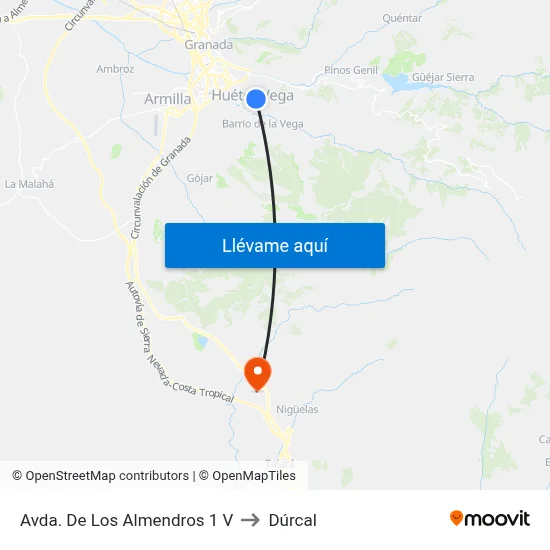 Avda. De Los Almendros 1 V to Dúrcal map