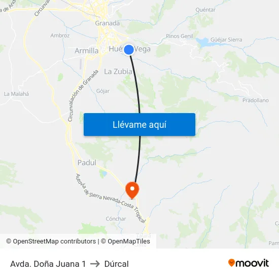 Avda. Doña Juana 1 to Dúrcal map