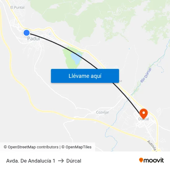 Avda. De Andalucía 1 to Dúrcal map