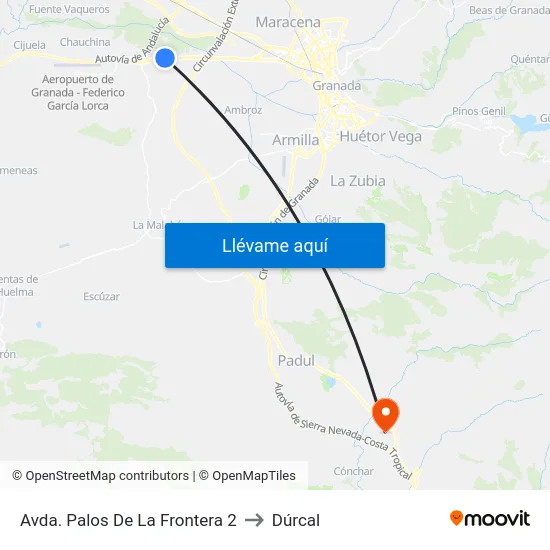Avda. Palos De La Frontera 2 to Dúrcal map
