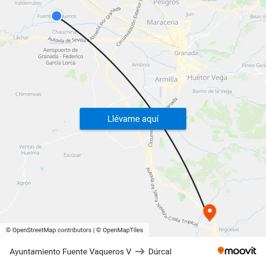 Ayuntamiento Fuente Vaqueros V to Dúrcal map