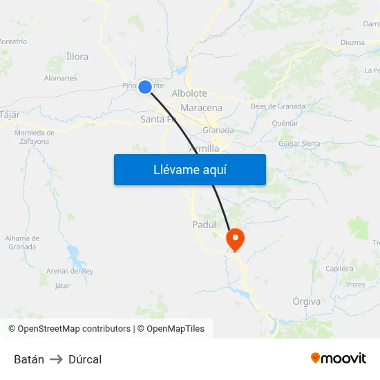 Batán to Dúrcal map
