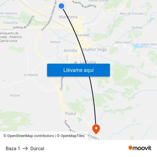 Baza 1 to Dúrcal map